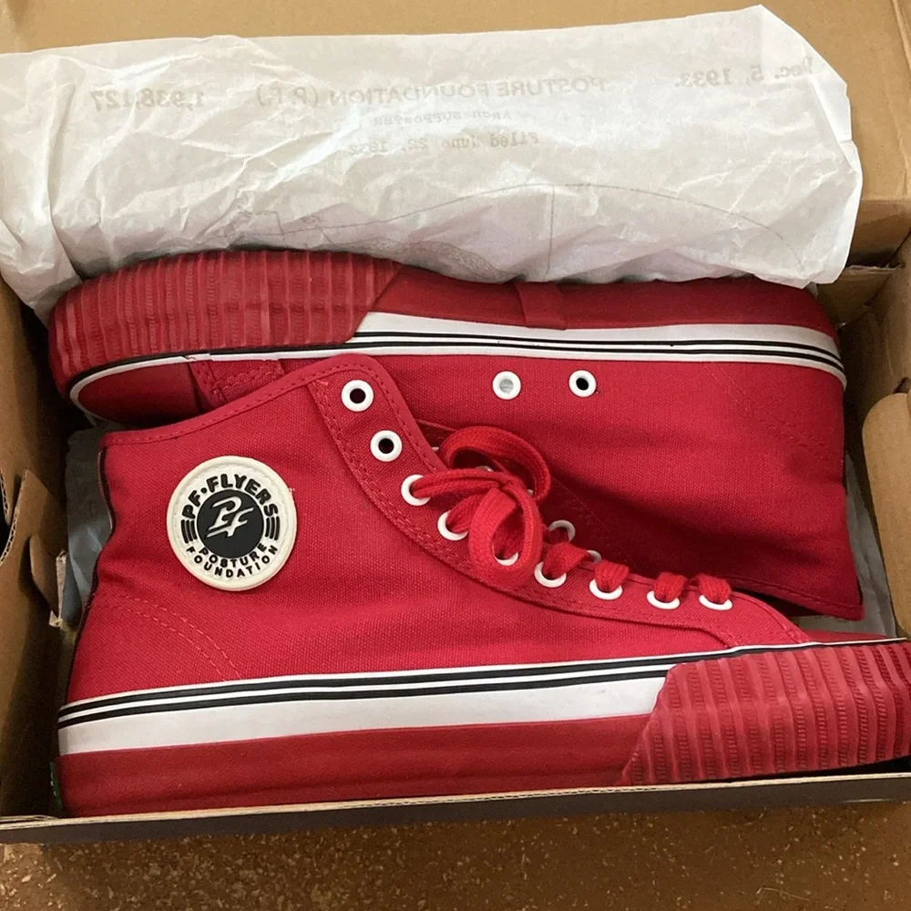 PF Flyers Red High Top Sneakers Center Hi Men 8.5 Women 10